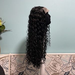 Lace front Curly black synthetic wig 28”